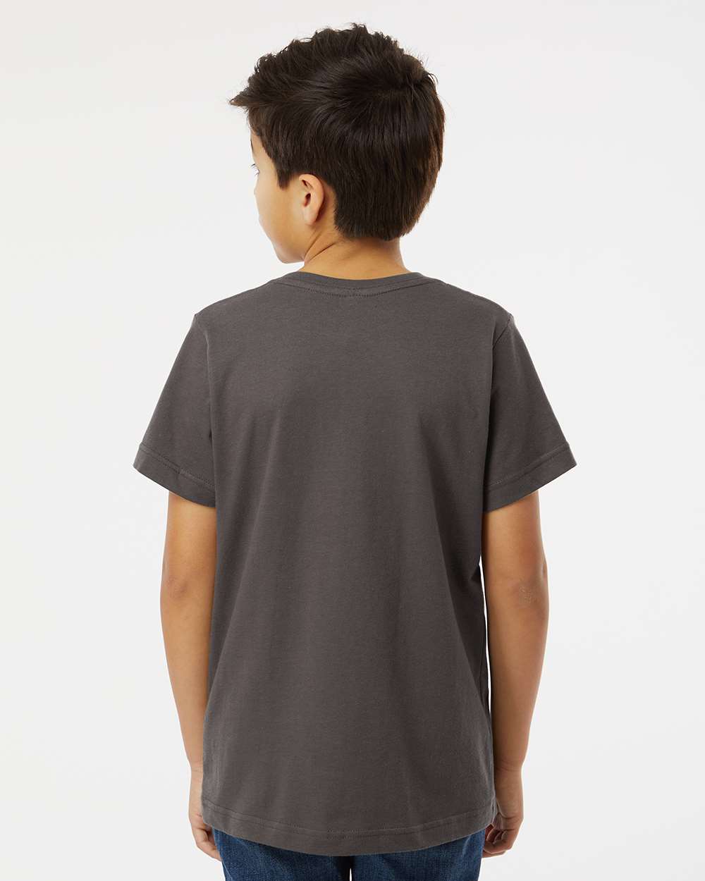 Youth Fine Jersey Tee - OnModelBack - B38038092 - Charcoal