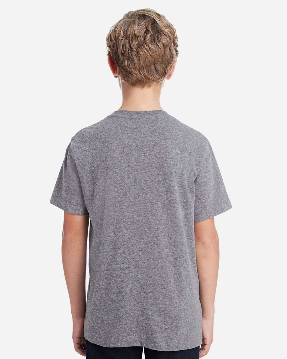 Youth Fine Jersey Tee - OnModelBack - B38038132 - Granite Heather