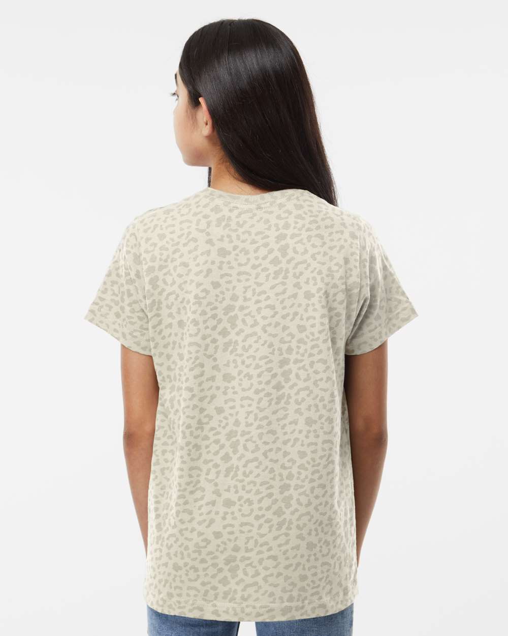 Youth Fine Jersey Tee - OnModelBack - B38038222 - Natural Leopard