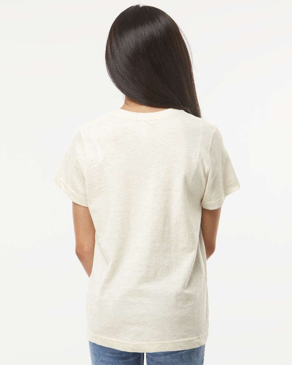Youth Fine Jersey Tee - OnModelBack - B38038242 - Natural Heather