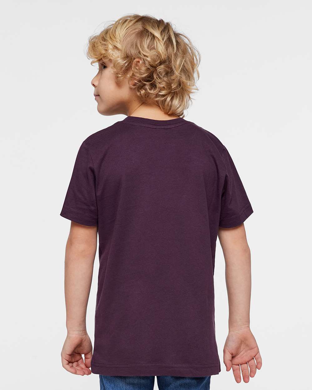 Youth Fine Jersey Tee - OnModelBack - B38038452 - Plum
