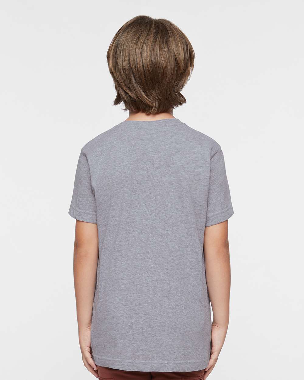 Youth Fine Jersey Tee - OnModelBack - B38038582 - Heather