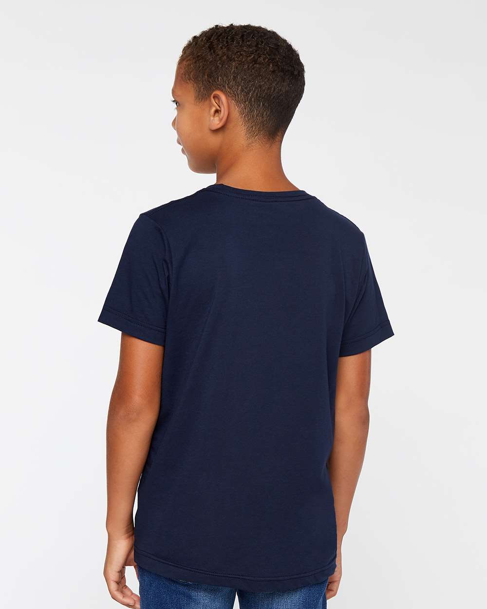 Youth Fine Jersey Tee - OnModelBack - B38038652 - Navy