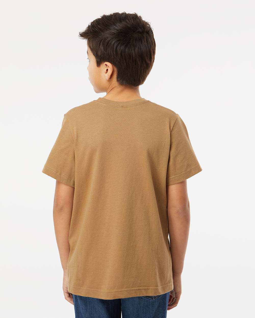 Youth Fine Jersey Tee - OnModelBack - B38038872 - Coyote Brown