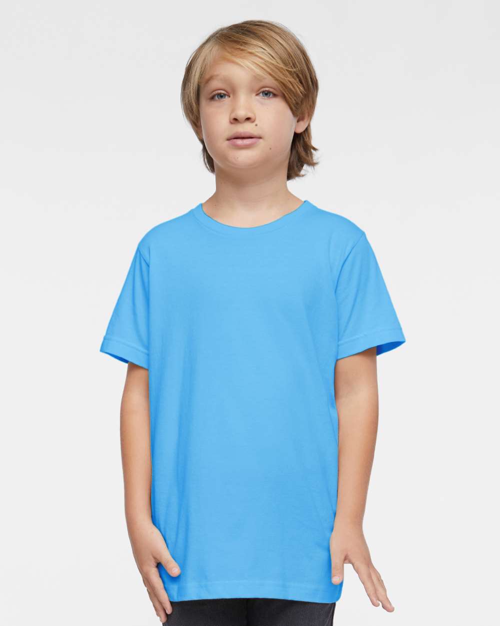 Youth Fine Jersey Tee - OnModelFront - B38038182 - Aqua