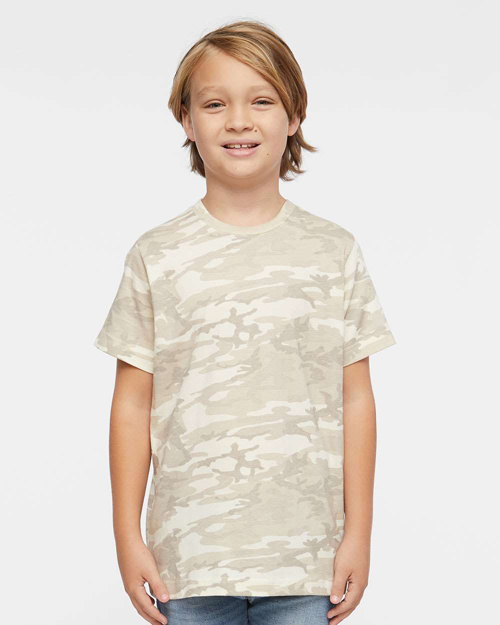 Youth Fine Jersey Tee - OnModelFront - B38038212 - Natural Camo