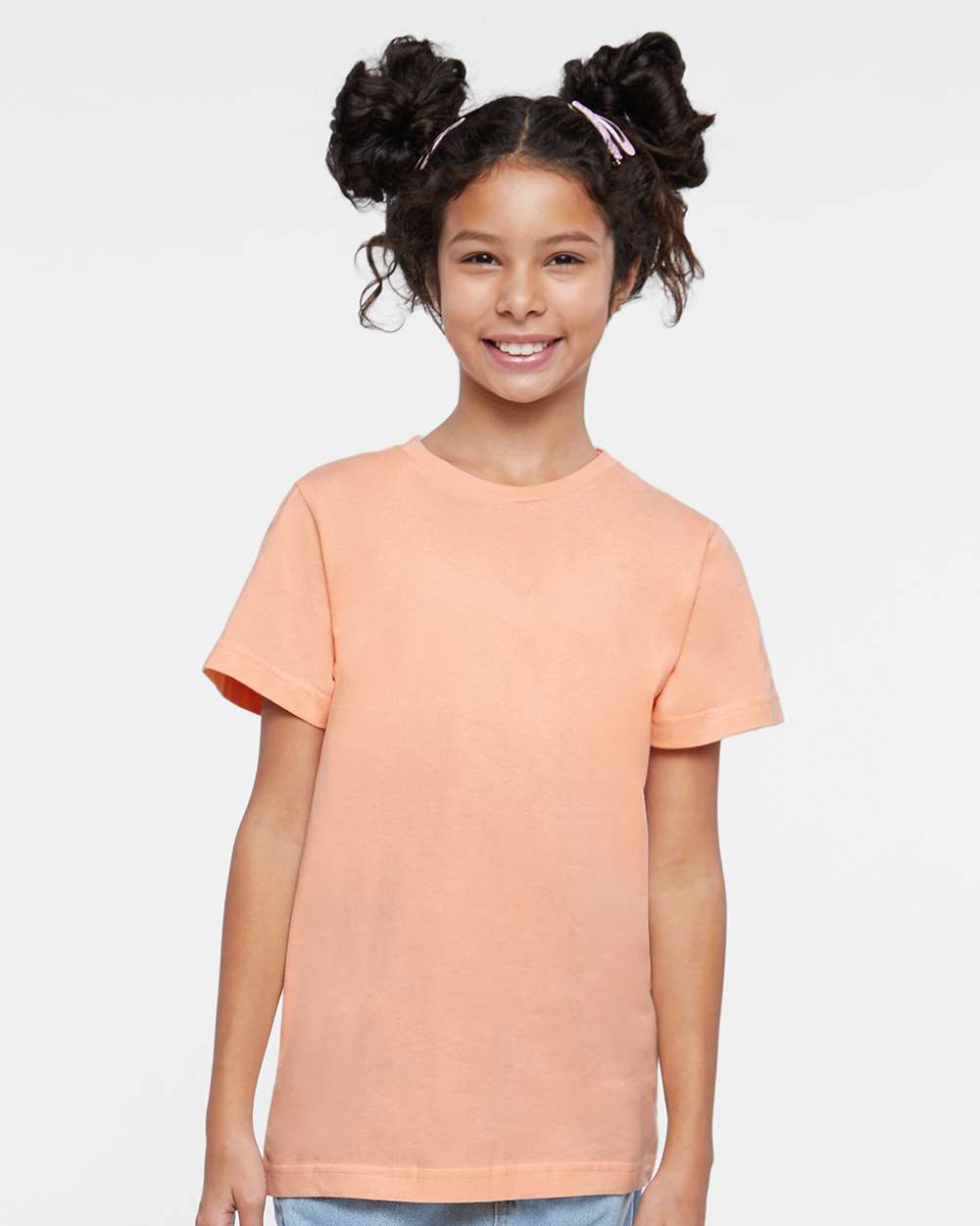 Youth Fine Jersey Tee - OnModelFront - B38038332 - Peachy