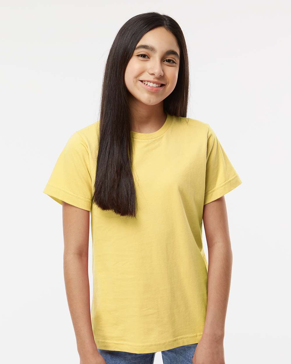 Youth Fine Jersey Tee - OnModelFront - B38038432 - Butter
