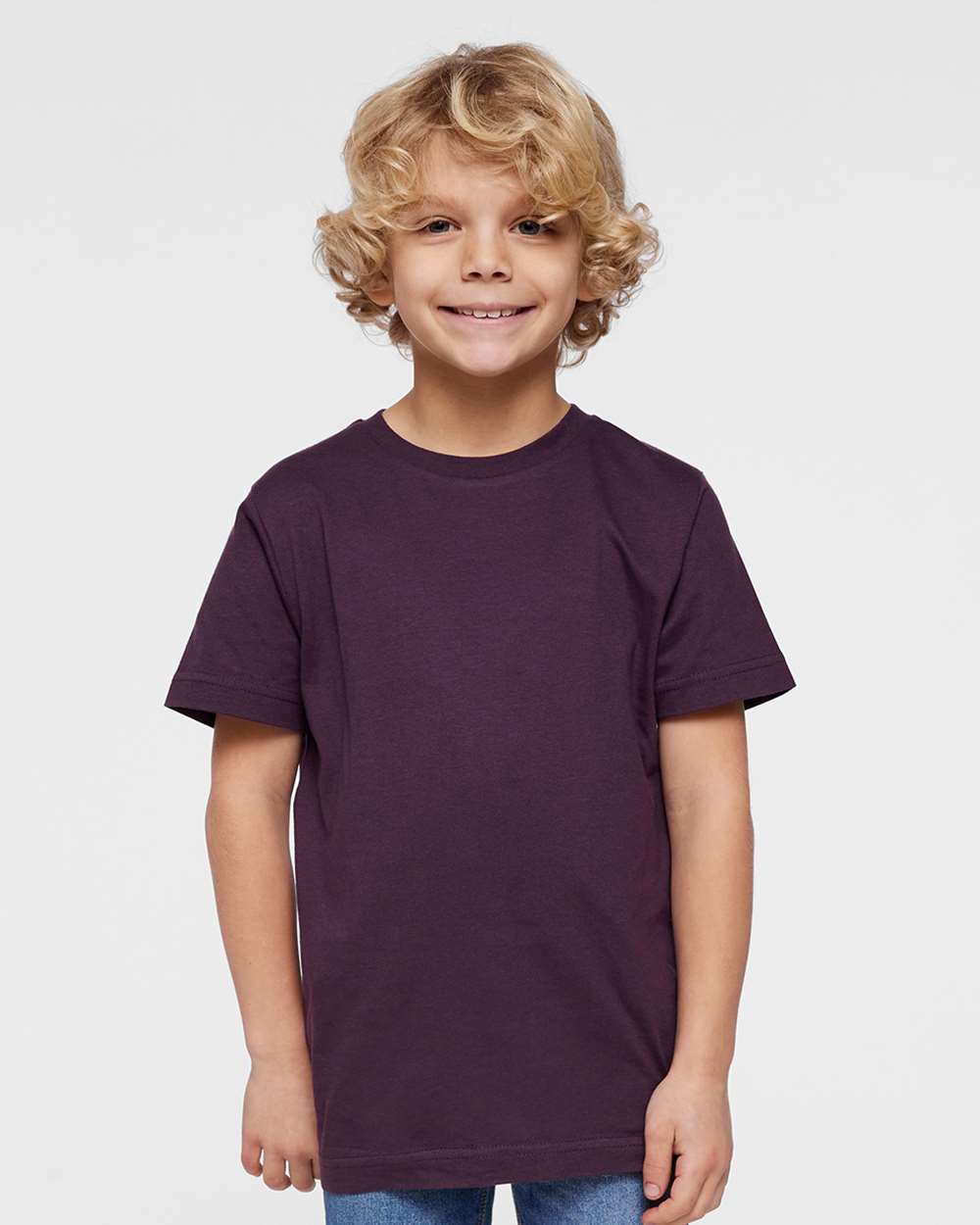 Youth Fine Jersey Tee - OnModelFront - B38038452 - Plum