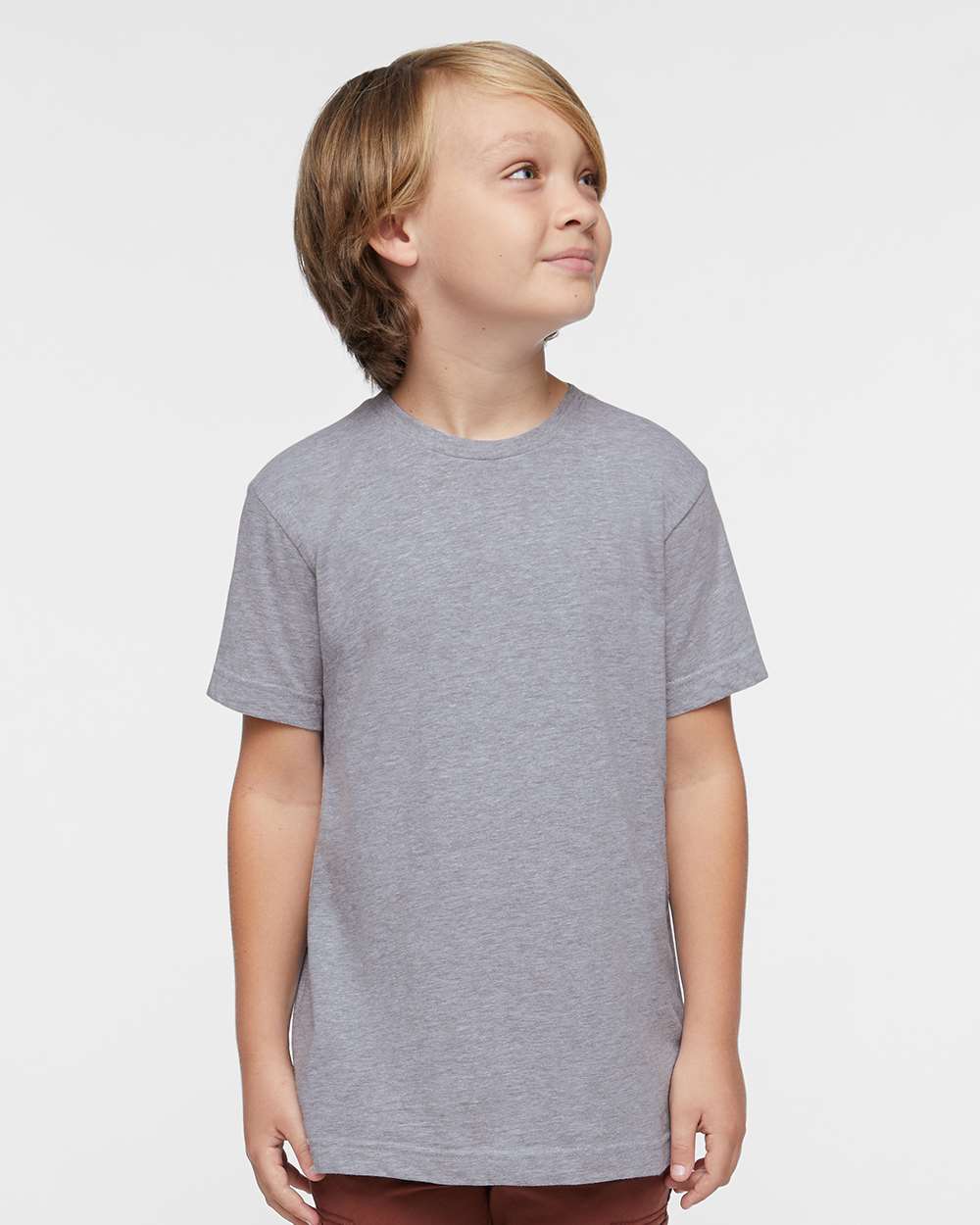 Youth Fine Jersey Tee - OnModelFront - B38038582 - Heather
