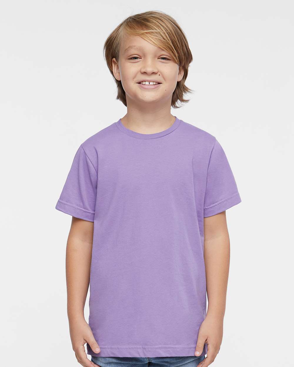 Youth Fine Jersey Tee - OnModelFront - B38038802 - Lavender