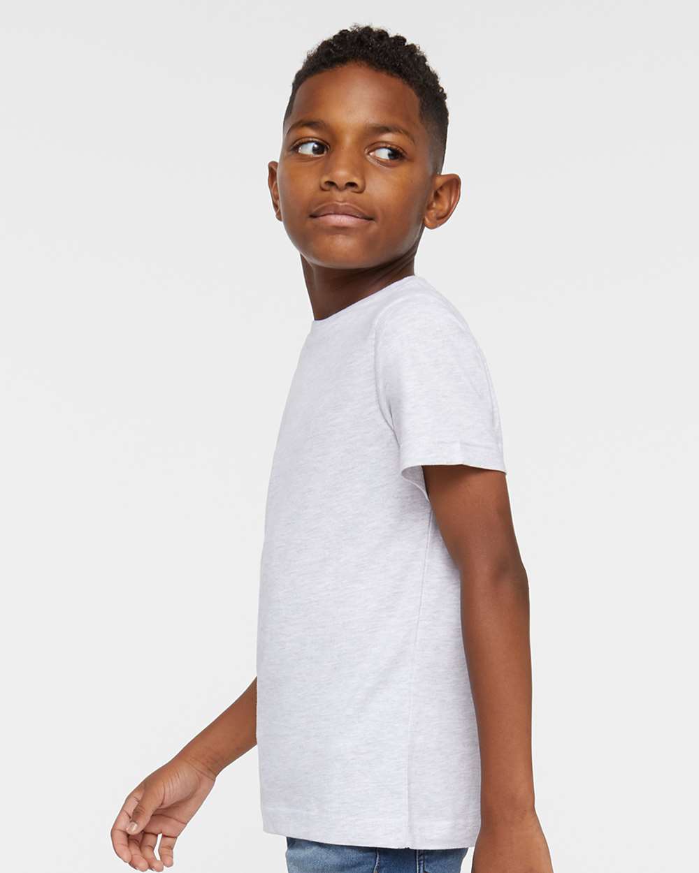 Youth Fine Jersey Tee - OnModelSide - B38038022 - Ash