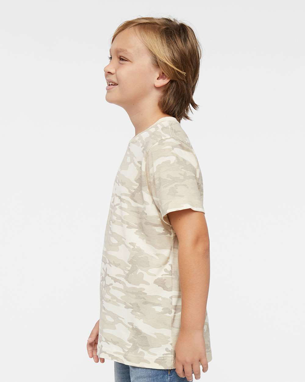 Youth Fine Jersey Tee - OnModelSide - B38038212 - Natural Camo