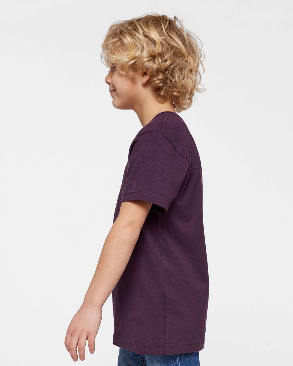 Youth Fine Jersey Tee - OnModelSide - B38038452 - Plum
