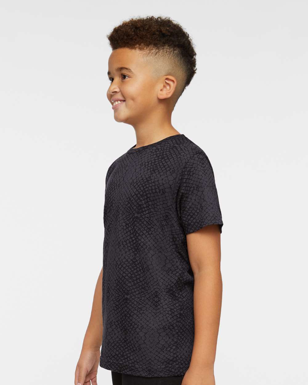 Youth Fine Jersey Tee - OnModelSide - B38038562 - Black Reptile