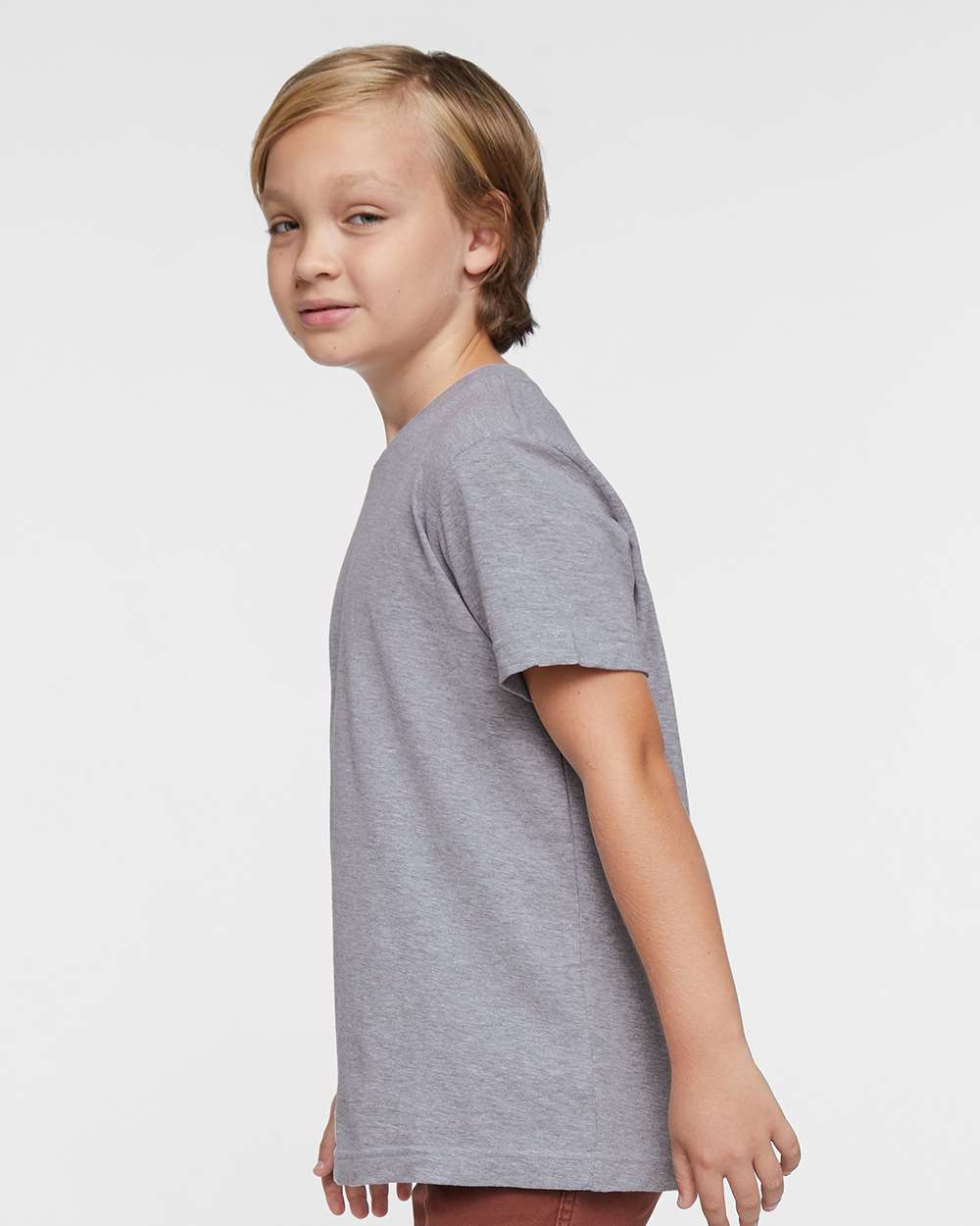 Youth Fine Jersey Tee - OnModelSide - B38038582 - Heather