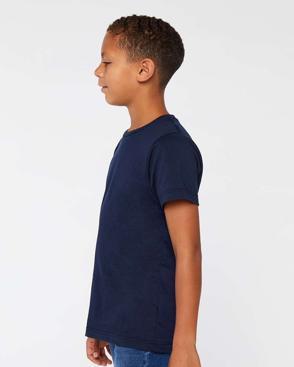 Youth Fine Jersey Tee - OnModelSide - B38038652 - Navy