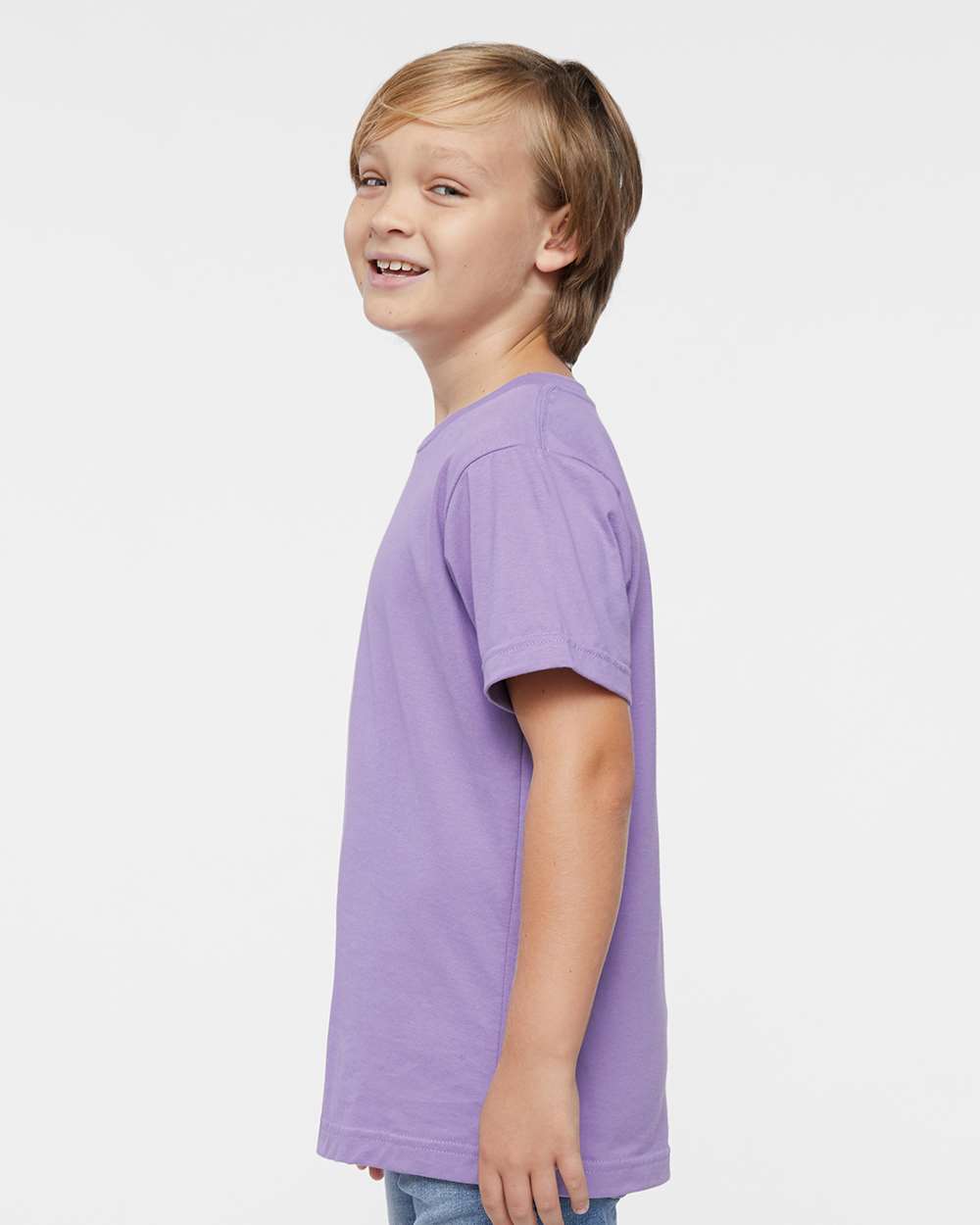 Youth Fine Jersey Tee - OnModelSide - B38038802 - Lavender