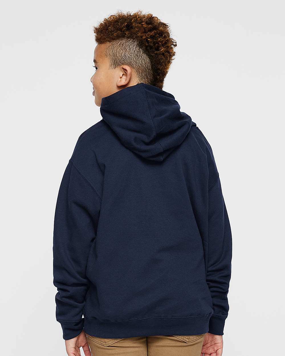 Youth Fleece Hoodie Sweatshirt - OnModelBack - B39038652 - Navy
