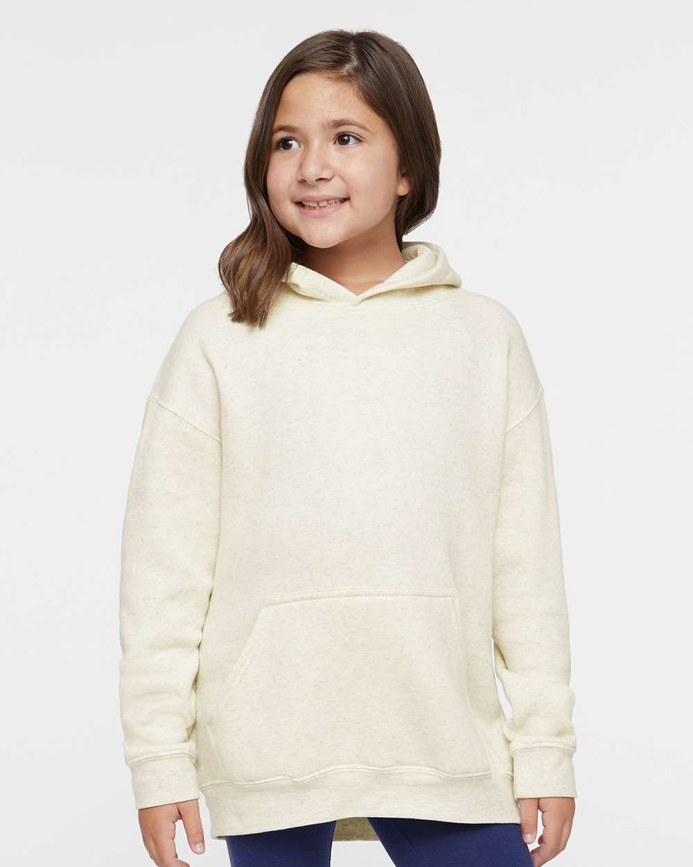 Youth Fleece Hoodie Sweatshirt - OnModelFront - B39038242 - Natural Heather