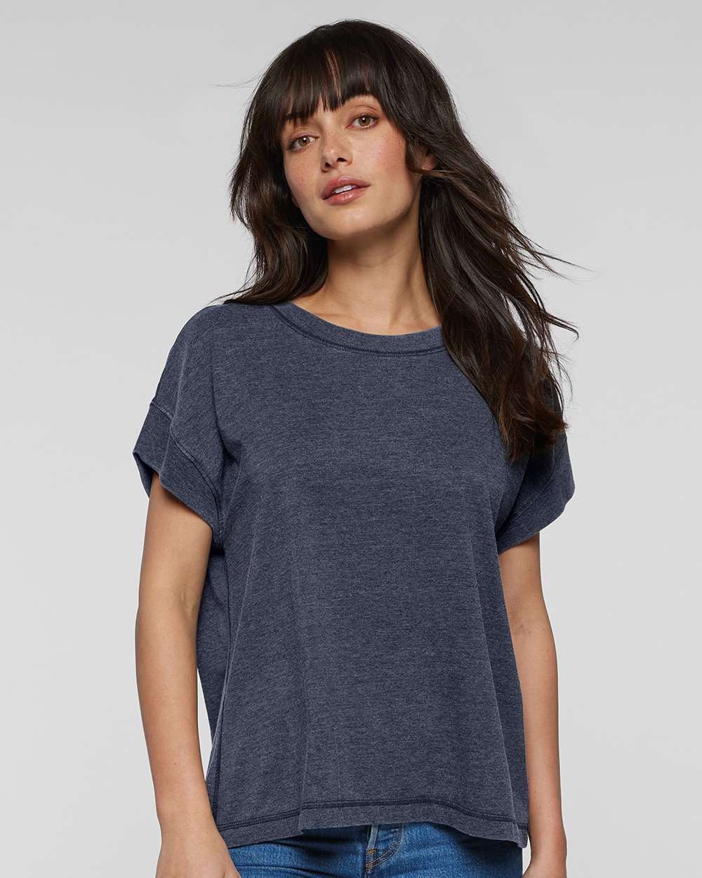 Women's Relaxed Vintage Wash Tee - OnModelFront - B03538983 - Washed Navy