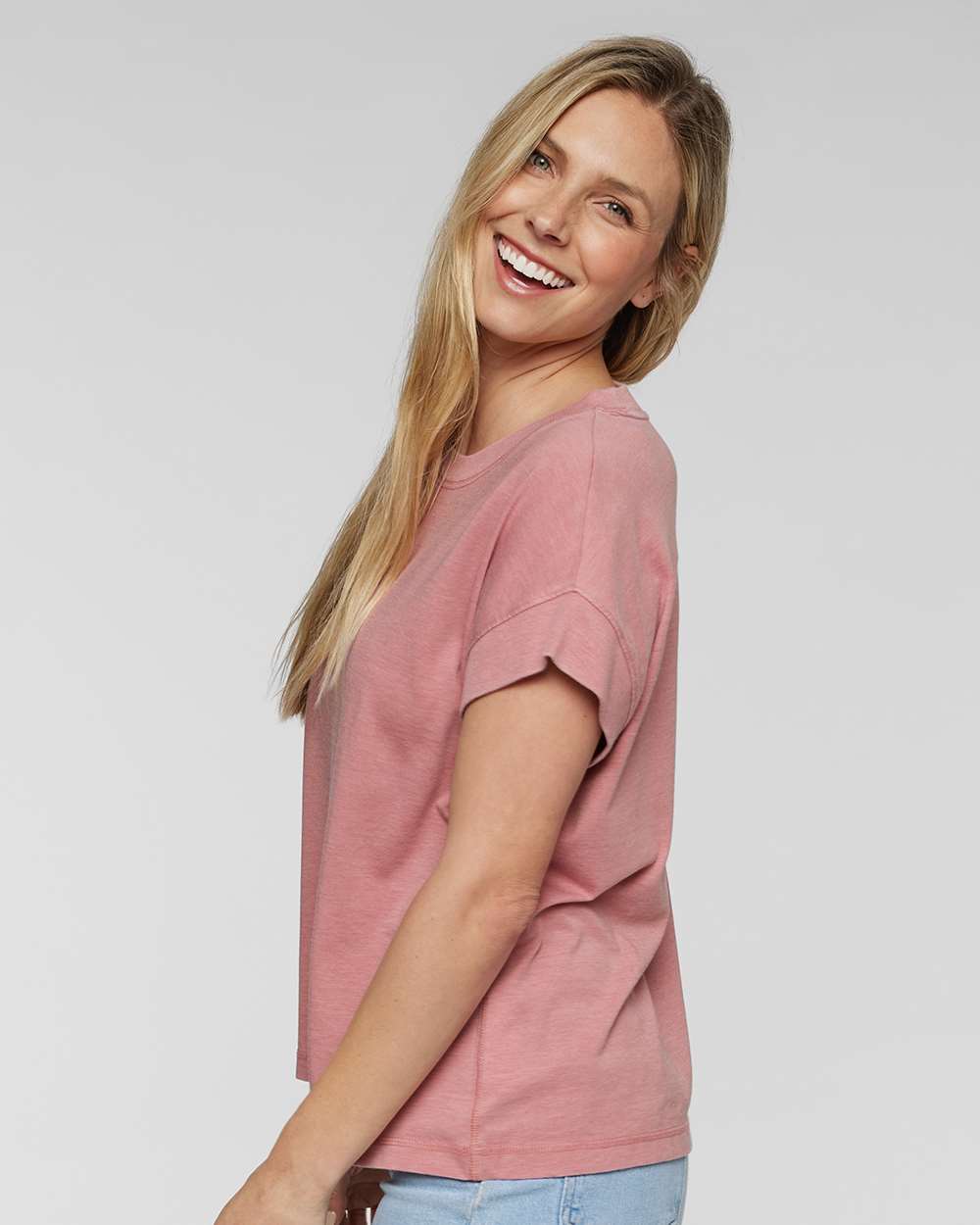 Women's Relaxed Vintage Wash Tee - OnModelSide - B03538533 - Washed Mauvelous