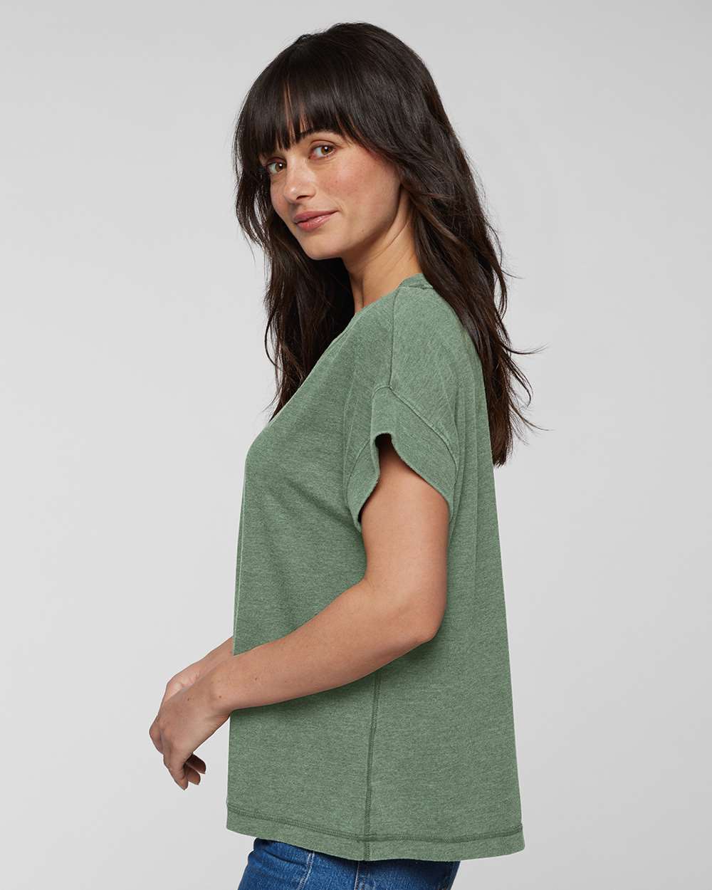 Women's Relaxed Vintage Wash Tee - OnModelSide - B03538543 - Washed Basil