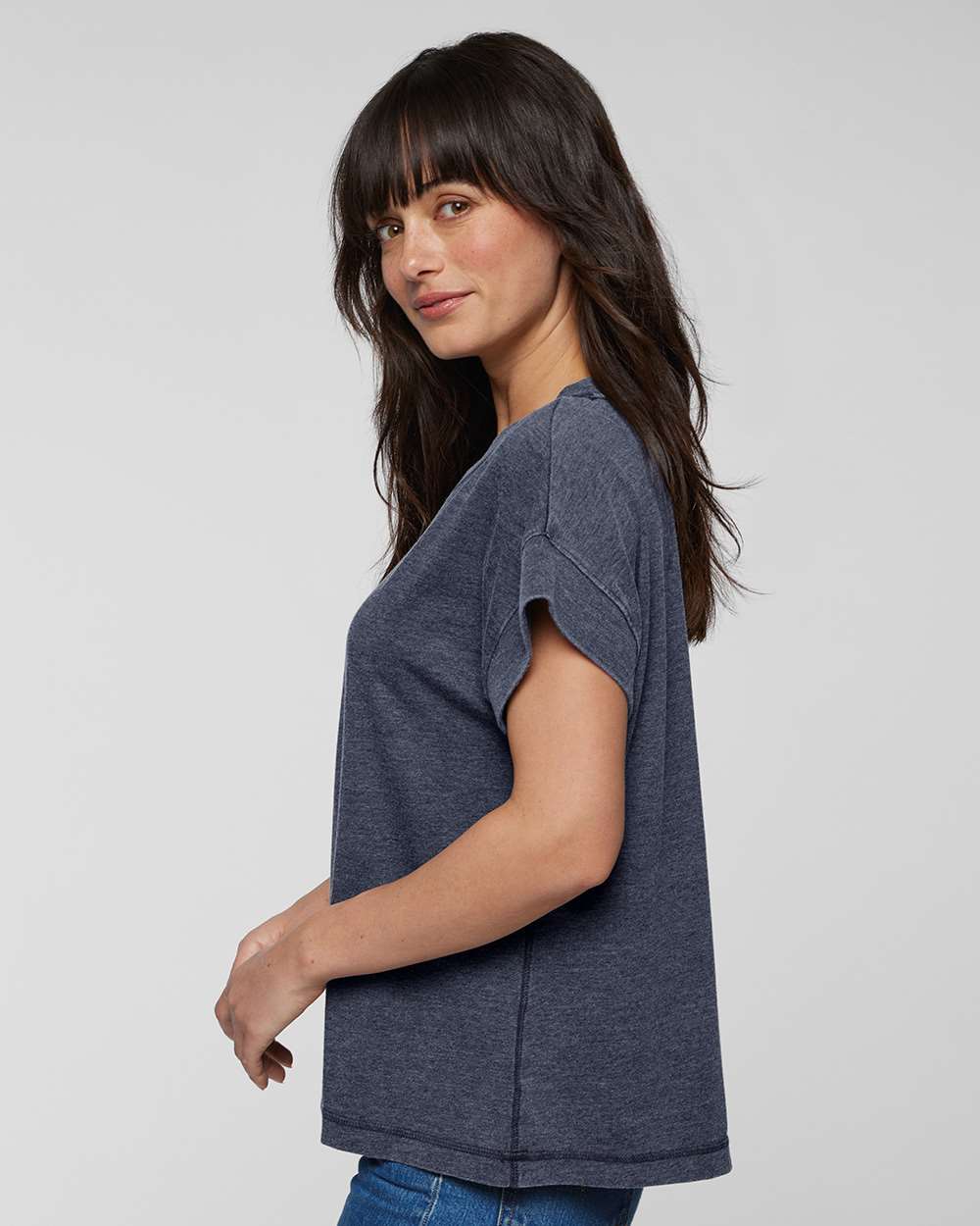 Women's Relaxed Vintage Wash Tee - OnModelSide - B03538983 - Washed Navy