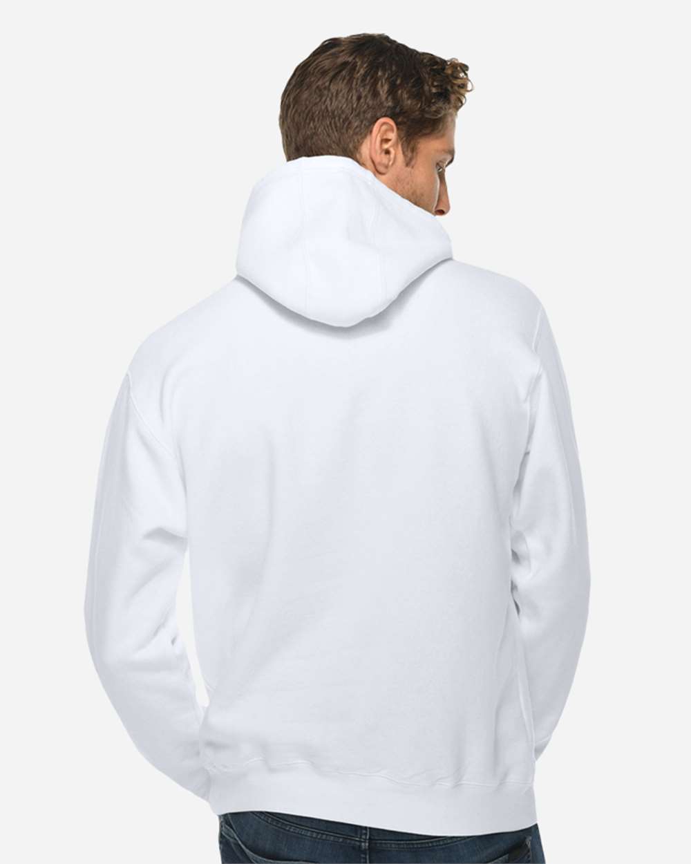 Unisex Premium Pullover Hooded Sweatshirt - OnModelBack - B487C9002 - White