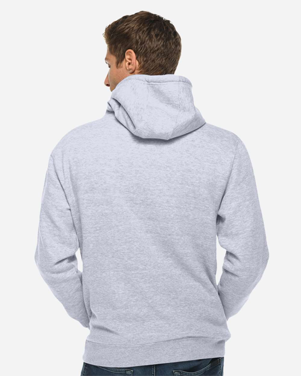 Unisex Premium Pullover Hooded Sweatshirt - OnModelBack - B487C9092 - Heather Grey