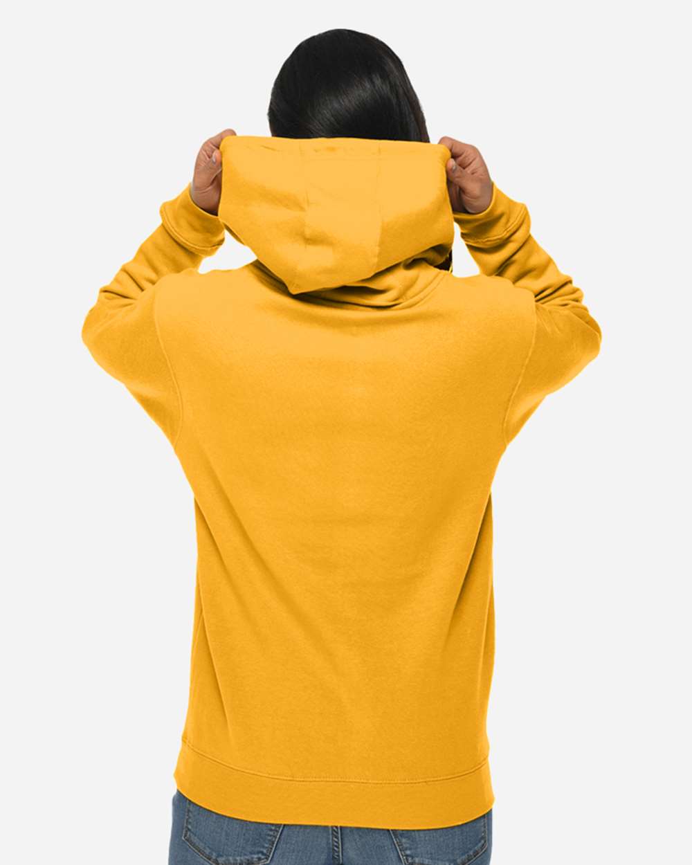 Unisex Premium Pullover Hooded Sweatshirt - OnModelBack - B487C9133 - Mustard