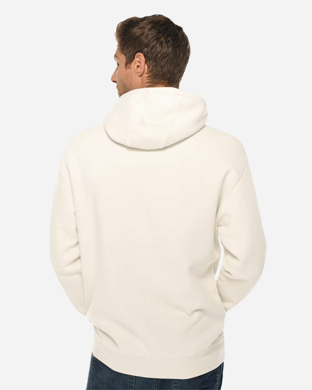 Unisex Premium Pullover Hooded Sweatshirt - OnModelBack - B487C9172 - Sand