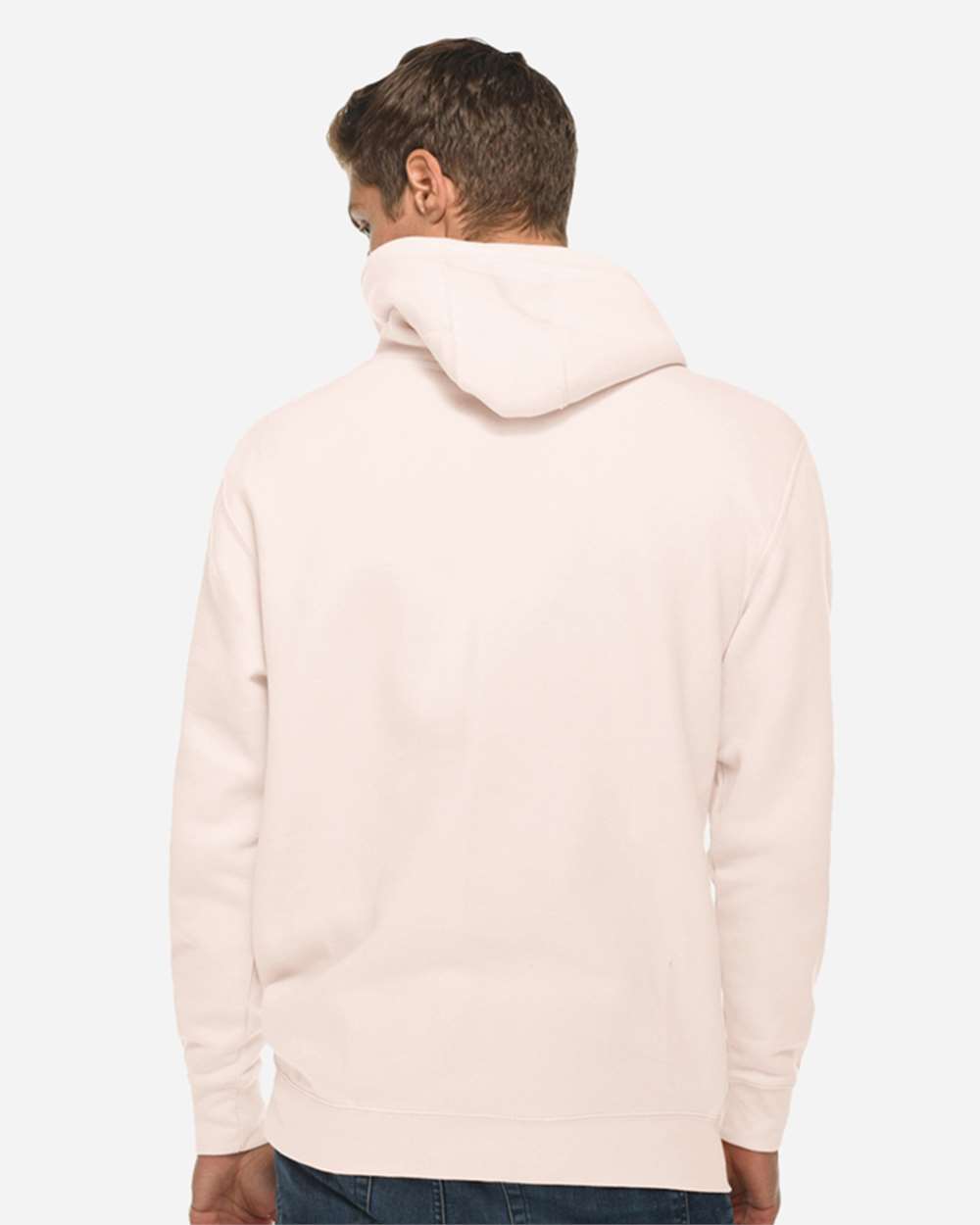 Unisex Premium Pullover Hooded Sweatshirt - OnModelBack - B487C9302 - Pale Pink