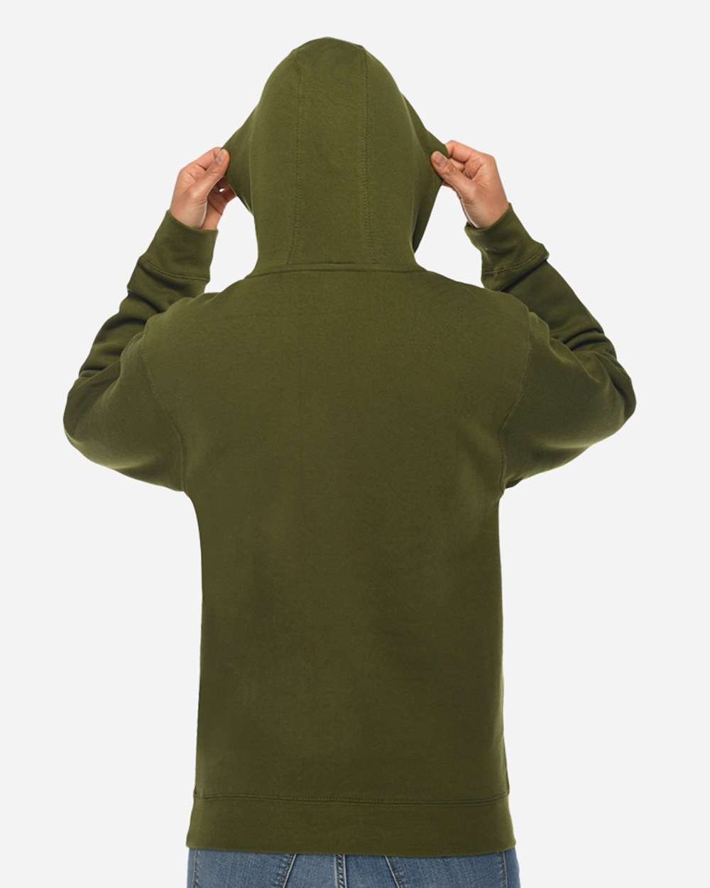 Unisex Premium Pullover Hooded Sweatshirt - OnModelBack - B487C9542 - Army Green
