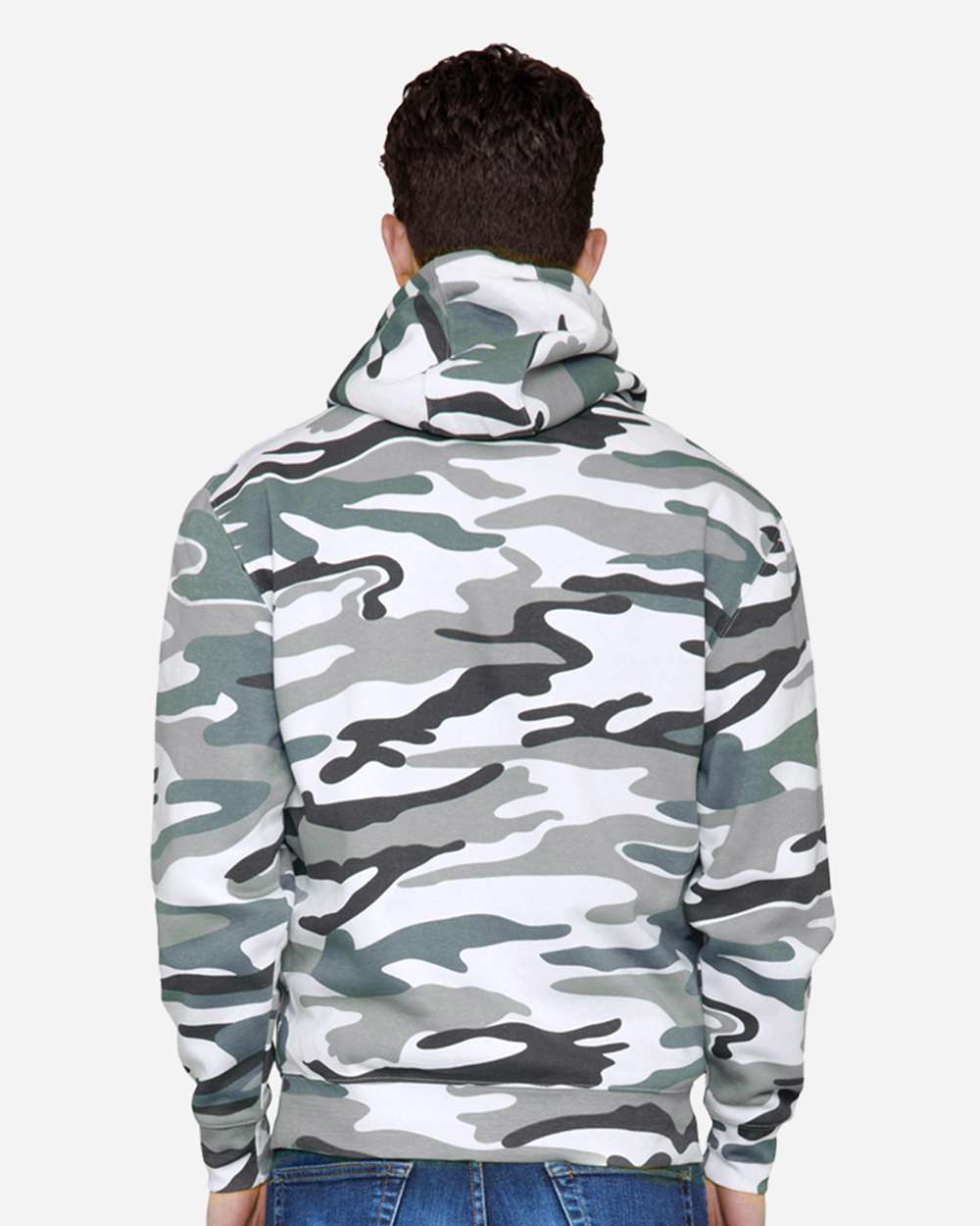 Unisex Premium Pullover Hooded Sweatshirt - OnModelBack - B487C9982 - Sage Camo