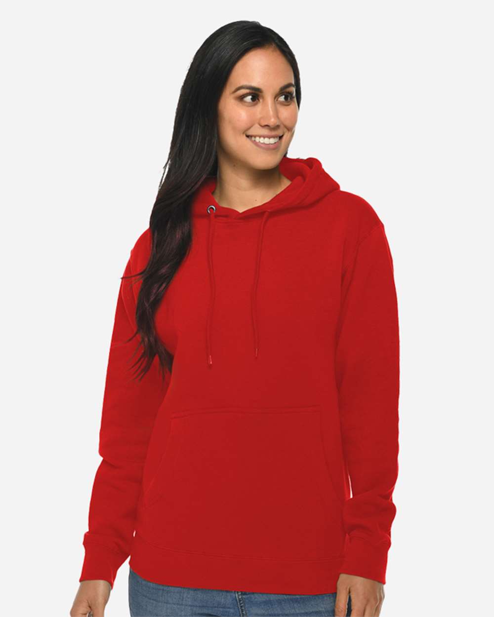 Unisex Premium Pullover Hooded Sweatshirt - OnModelFront - B487C9162 - Red