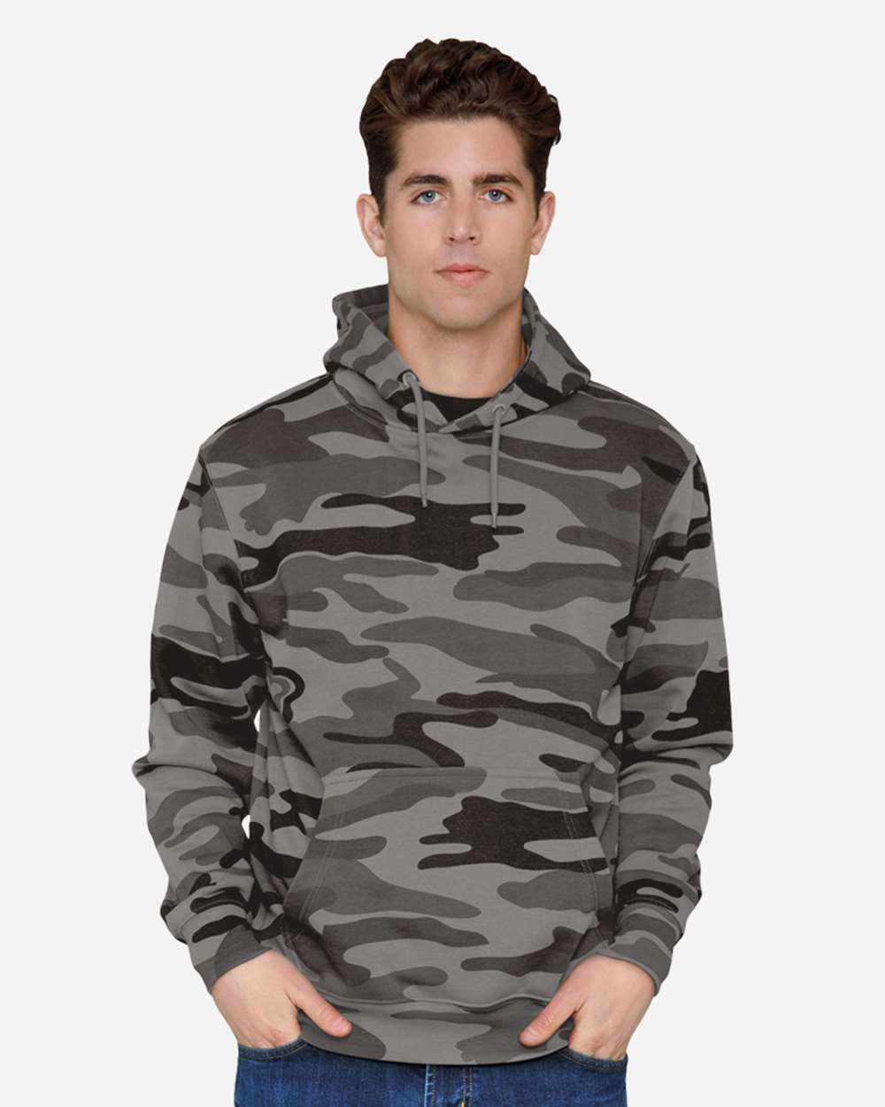 Unisex Premium Pullover Hooded Sweatshirt - OnModelFront - B487C9192 - Slate Camo