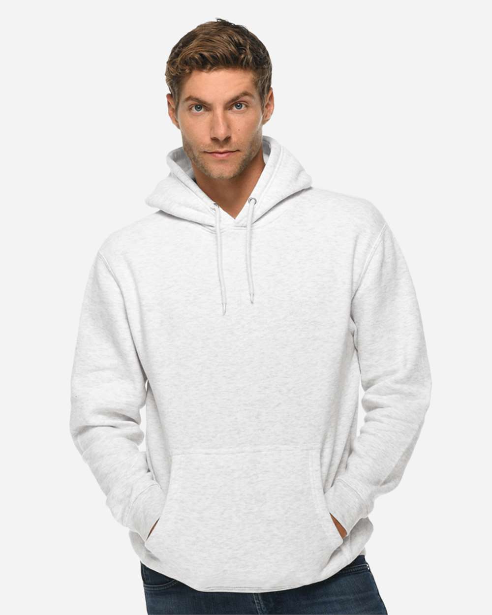 Unisex Premium Pullover Hooded Sweatshirt - OnModelFront - B487C9242 - Oatmeal Heather
