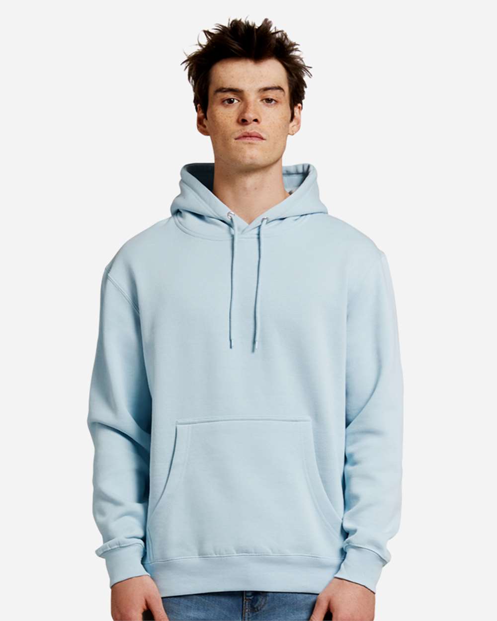 Unisex Premium Pullover Hooded Sweatshirt - OnModelFront - B487C9252 - Blue Mist