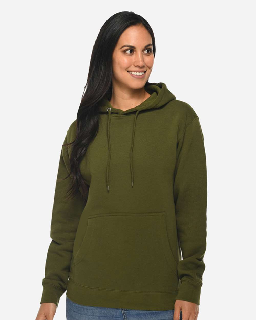 Unisex Premium Pullover Hooded Sweatshirt - OnModelFront - B487C9542 - Army Green