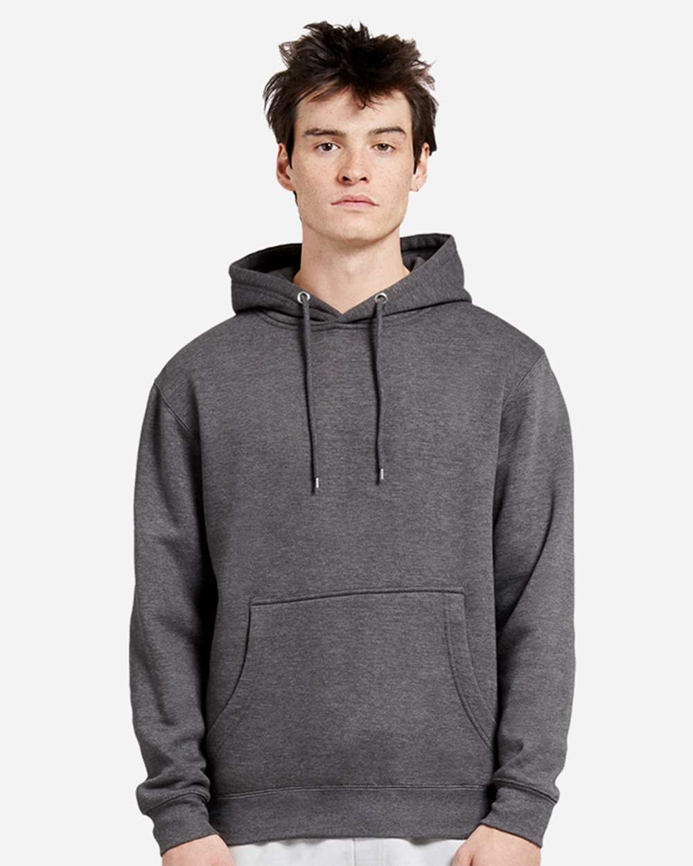 Unisex Premium Pullover Hooded Sweatshirt - OnModelFront - B487C9592 - Charcoal Heather