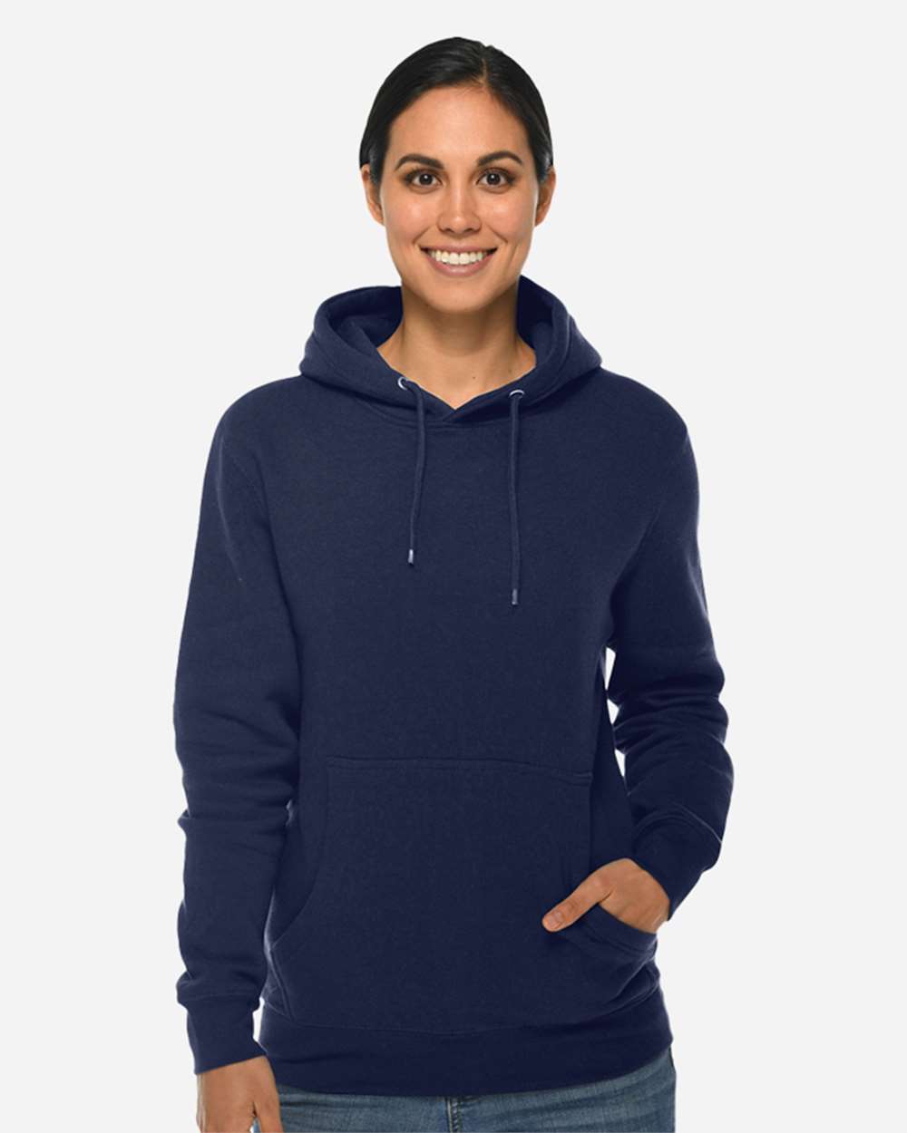 Unisex Premium Pullover Hooded Sweatshirt - OnModelFront - B487C9652 - Navy