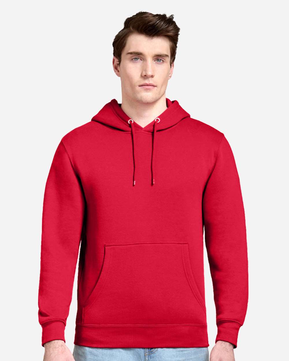 Unisex Premium Pullover Hooded Sweatshirt - OnModelFront - B487C9702 - Cardinal
