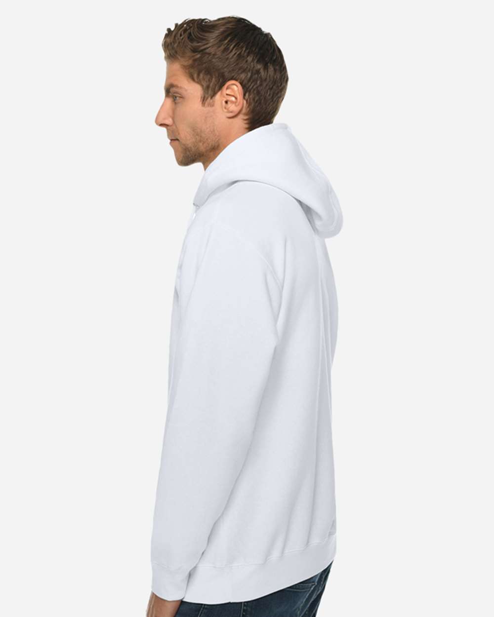 Unisex Premium Pullover Hooded Sweatshirt - OnModelSide - B487C9002 - White