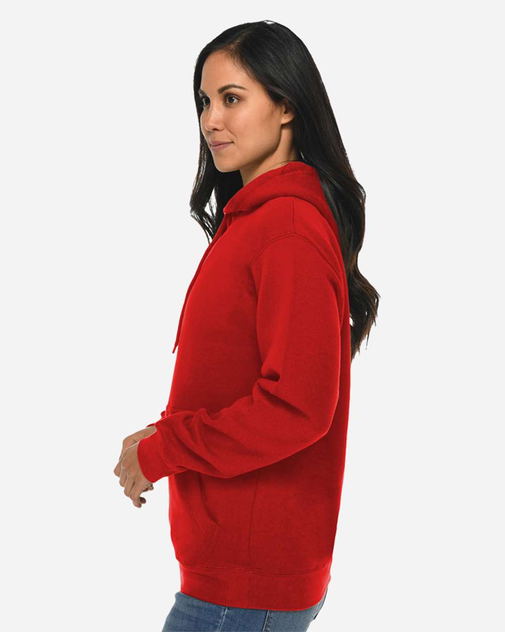 Unisex Premium Pullover Hooded Sweatshirt - OnModelSide - B487C9162 - Red