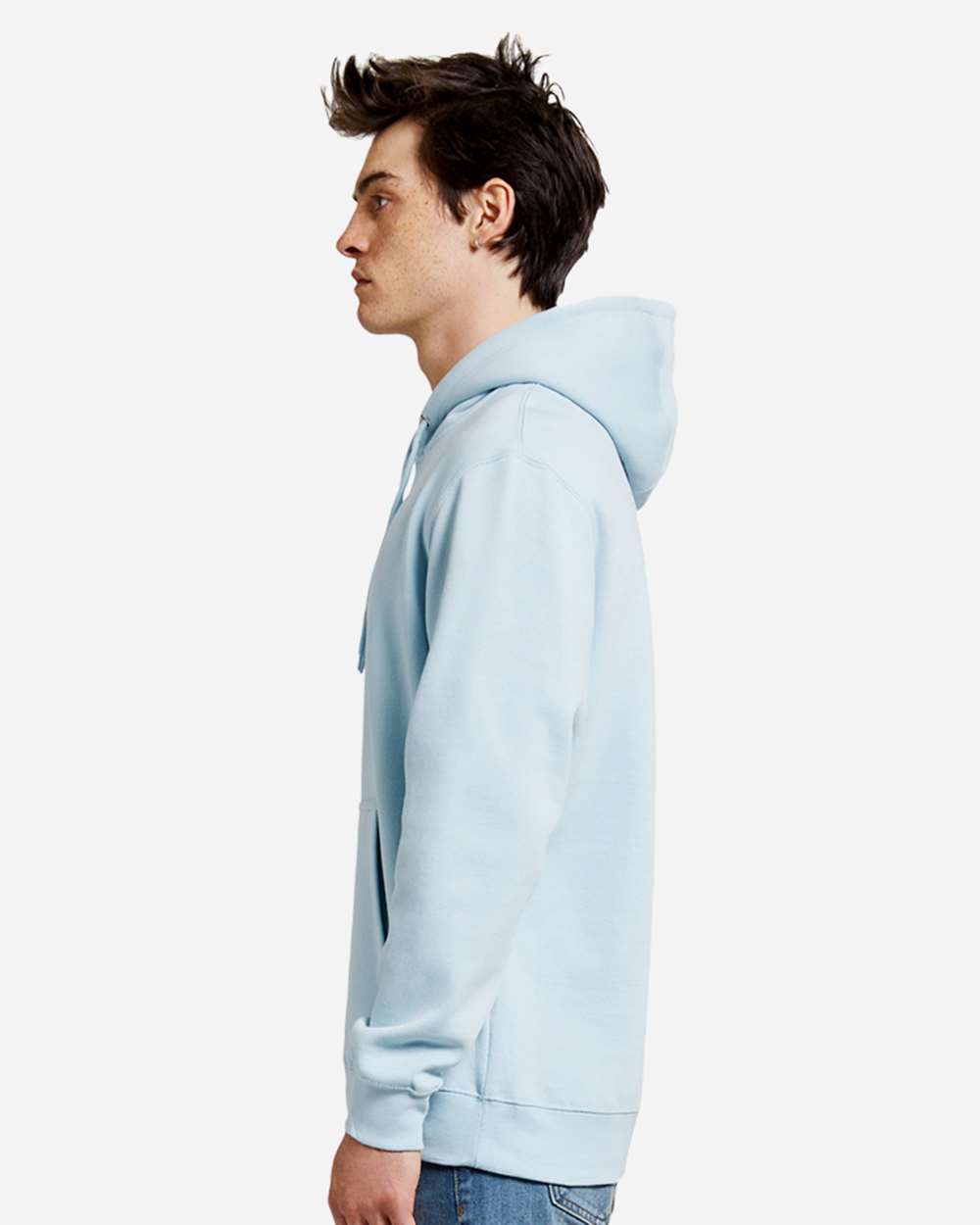 Unisex Premium Pullover Hooded Sweatshirt - OnModelSide - B487C9252 - Blue Mist