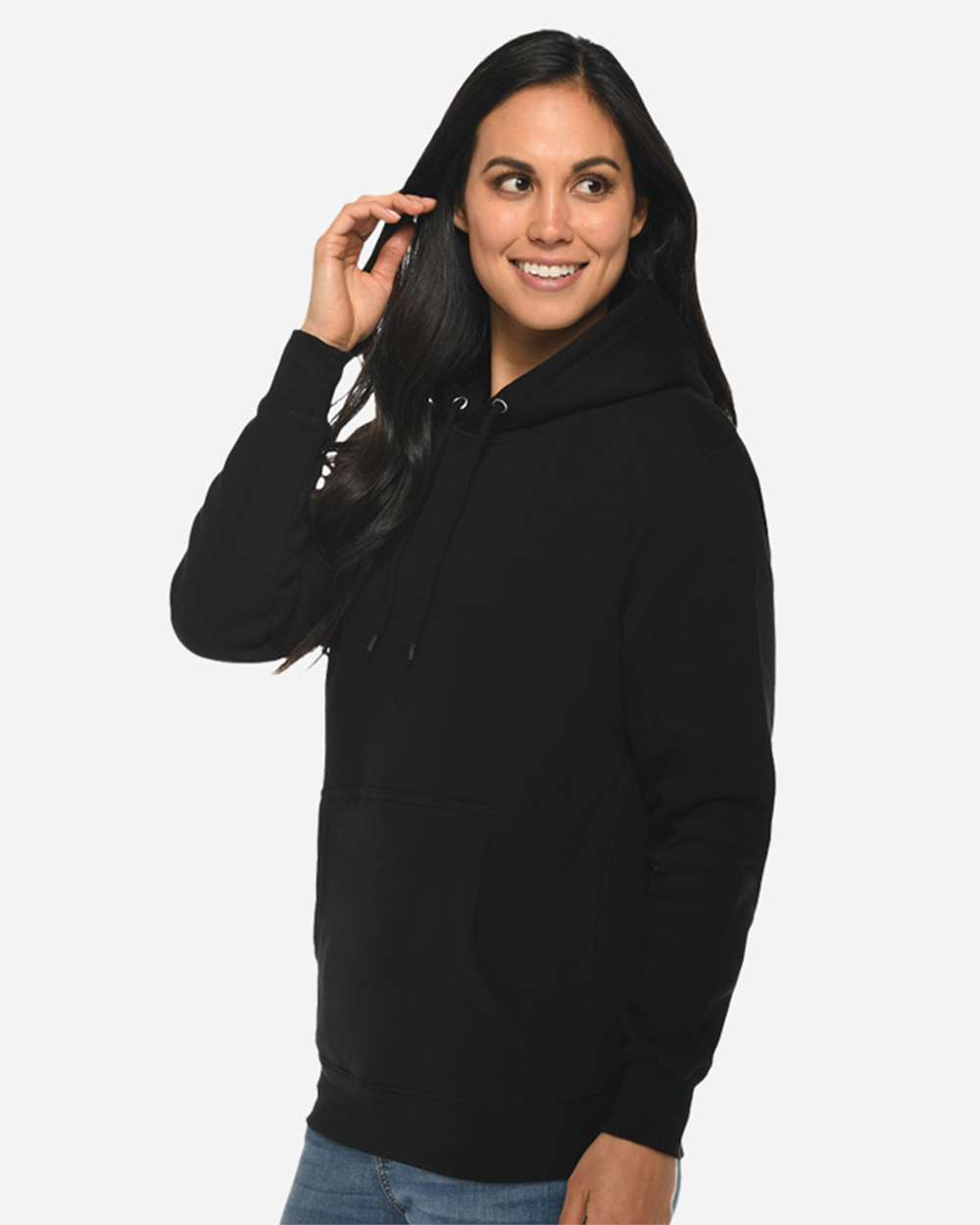 Unisex Premium Pullover Hooded Sweatshirt - OnModelSide - B487C9502 - Black