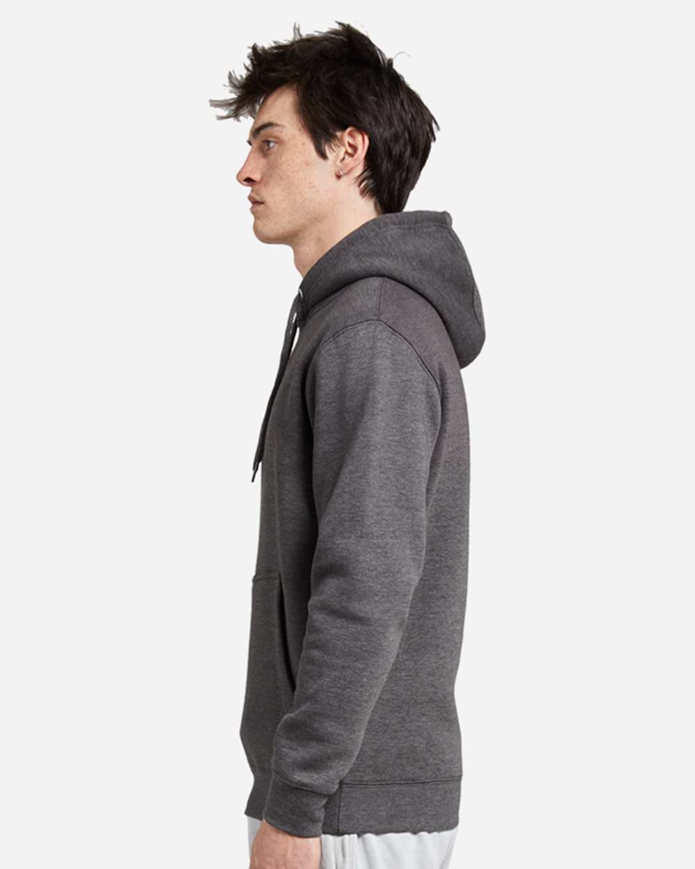 Unisex Premium Pullover Hooded Sweatshirt - OnModelSide - B487C9592 - Charcoal Heather