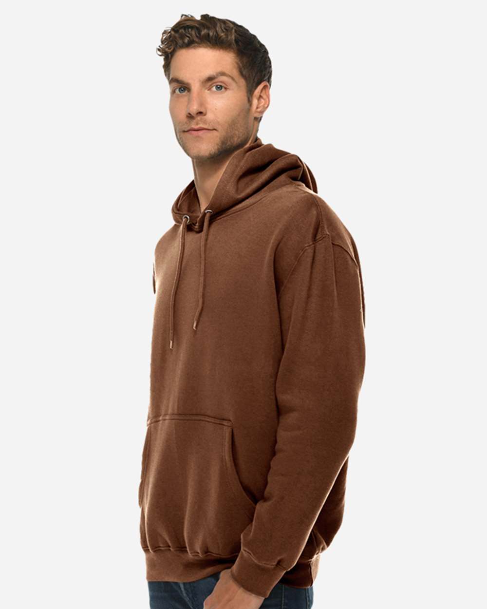 Unisex Premium Pullover Hooded Sweatshirt - OnModelSide - B487C9602 - Chestnut