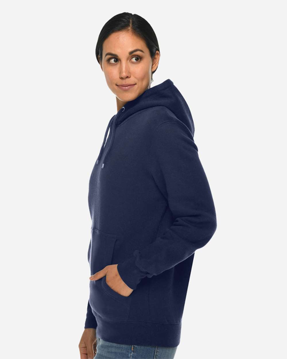 Unisex Premium Pullover Hooded Sweatshirt - OnModelSide - B487C9652 - Navy